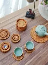 ベトナム手作り ラタン製コースター【北欧風・熱隔離・茶器用・テーブルマット】
