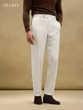 高腰ビジネスウールパンツ【シンプルデザイン・プレッピー風】