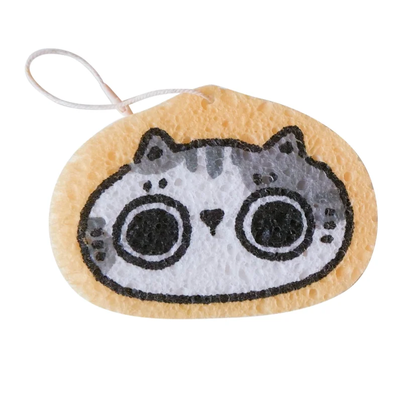 かわいい猫イラストのキッチンクリーナー【木材パルプ・掃除用スポンジ・多用途】