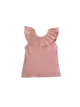 女児用 夏用薄手ノースリーブTシャツとフラワーパンツのコーディネート（セットアップ対応）