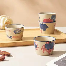 レトロスタイルのティーカップセット【4個入り・陶器製・功夫茶具】