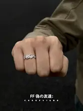 満載のストーンデザイン925スターリングシルバー調整可能なレトロリング【ユニセックス・稲妻モチーフ】
