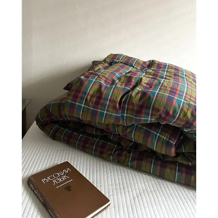 ヴィンテージ風 コットン製 シングル掛け布団カバー【ダブルサイズ・白・シンプルデザイン】（セットアップ対応）