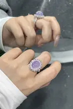 紫色天然アメジストリング【高品質・大きなオーバルカット・女性用】