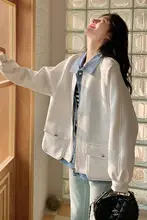 デザイン性のあるデニムパッチワークジャケット【春秋用・ホワイト・レディース・カジュアル】