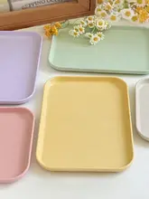 四角のトレー 一人用 単色 小麦ストロー シンプルデザイン
