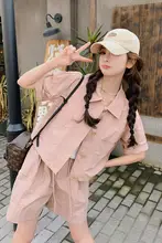かわいいデザインのピンク色カジュアルセットアップ【女性用・夏用・スタイルアップ】（セットアップ対応）