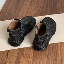 本革製 厚底ショートブーツ【ハンドメイド・高筒・ユニークデザイン】