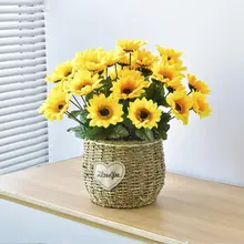 インテリアに最適！フェイクフラワー ハンドメイドのひまわりとバラの花束【デコレーション用】