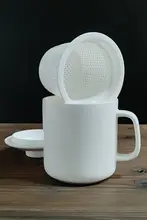大容量 お茶用フィルター付き 陶磁器製ティーカップ【茶水分離・オフィス用・個人用】
