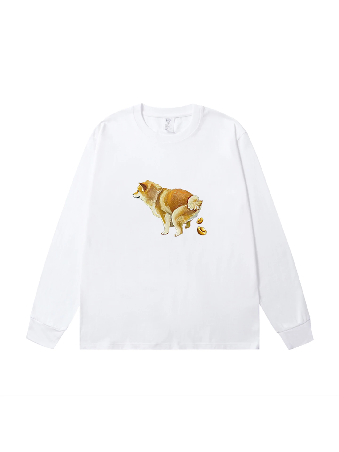 柴犬デザインの手描きTシャツ：重厚なコ ットンで日常に響くキャラクターの表現