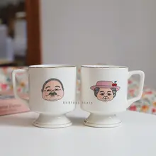 可愛いレトロ金縁陶器マグカップ【カップル用・個性的なプレゼント】