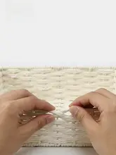 収納に便利なホワイト編み込み収納バスケット【長方形・お菓子・小物・衣類用】
