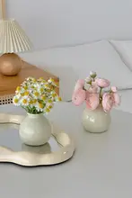 高級感ある陶器製ミニフラワーベース【インテリア装飾用・造花対応・欧風デザイン】