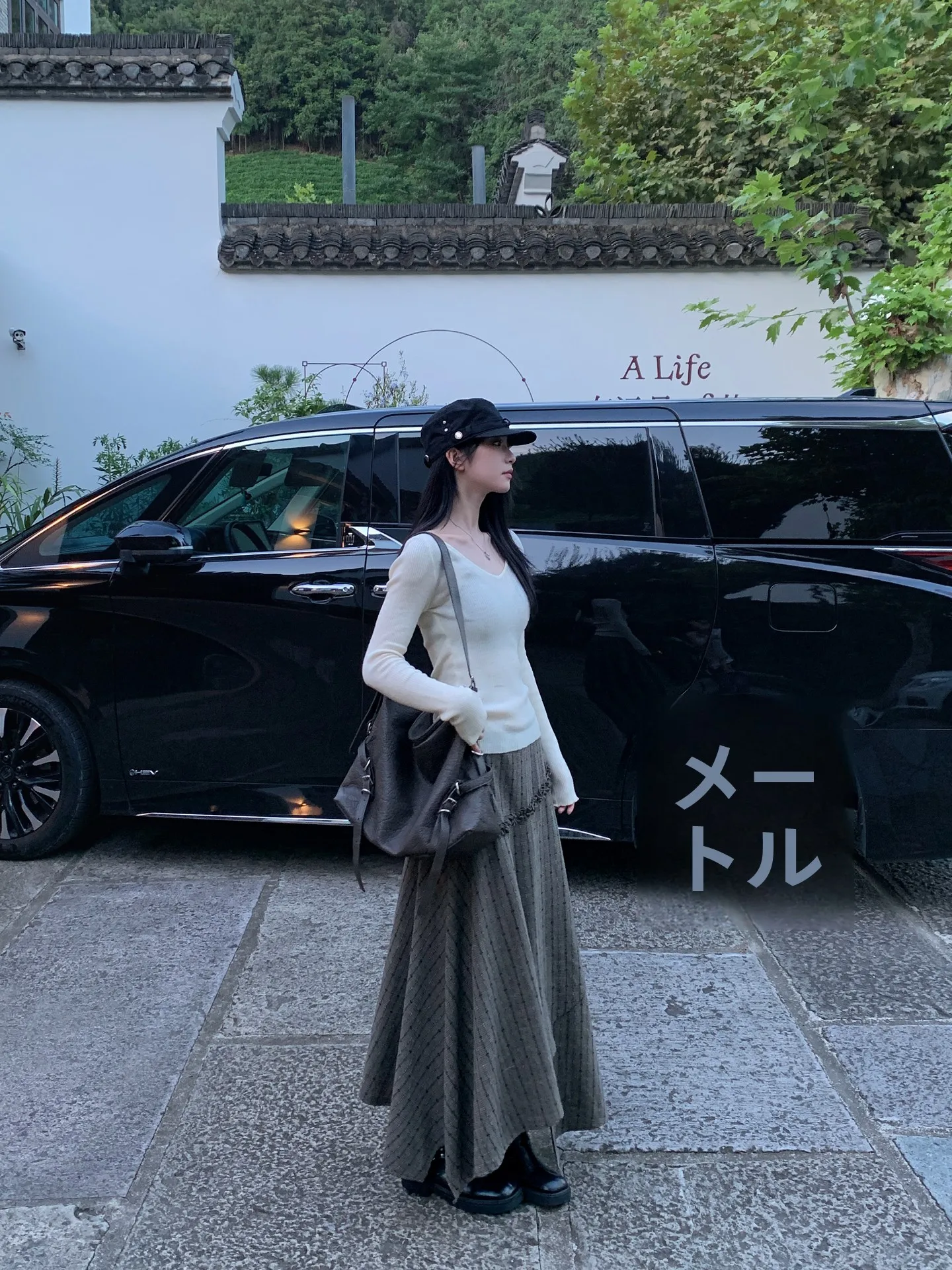 高級感あるレトロなAラインスカート【ハイウエスト・コットンリネン・不規則デザイン】