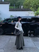 高級感あるレトロなAラインスカート【ハイウエスト・コットンリネン・不規則デザイン】