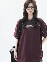 Tシャツ 半袖 ユニセックス アメリカン風 遊び心 カラーブロック ステッチデザイン 着痩せ ペア