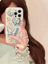 ブルーライト水晶バタフライデザインのスマートフォンケース【透明・vivo及びiqoo各機種対応】