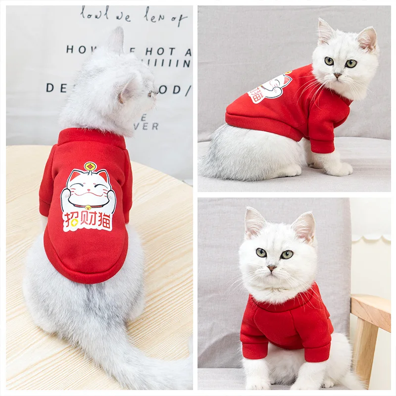 猫用秋冬新年仕様の喜びのパーカー：防毛・ブルーの実用性とサイズ選定ガイド