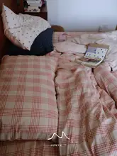 チェック柄のレトロな寝具【綿100%・二重ガーゼ使用・宿泊施設向け】（セットアップ対応）