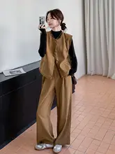 復古スタイルのジレとワイドパンツ【フレンチテイスト・高級感・大人かわいい】（セットアップ対応）