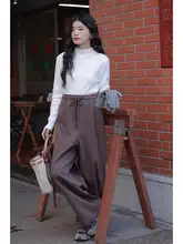 高腰ストレートワイドパンツ【黒・秋冬用・極上の柔らかさ・ドレープ感】（セットアップ対応）