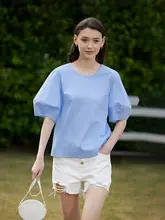 デザイン性のあるパフスリーブ白シャツ【ルーズフィット・フレンチスタイル】