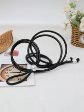 パール付き スリムウエストリボンベルト【シンプルデザイン・ファッショナブル】