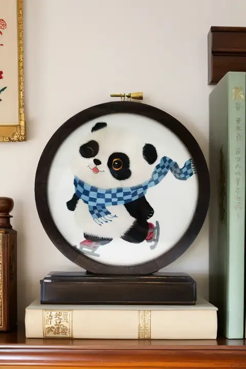 手作りの可愛いパンダ刺繍の屏風【シェンチュの特色ある旅の記念品】