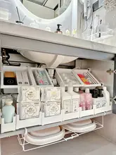 洗面所用下置き収納ラック【シンク下・洗面器収納用・引き出しタイプ】
