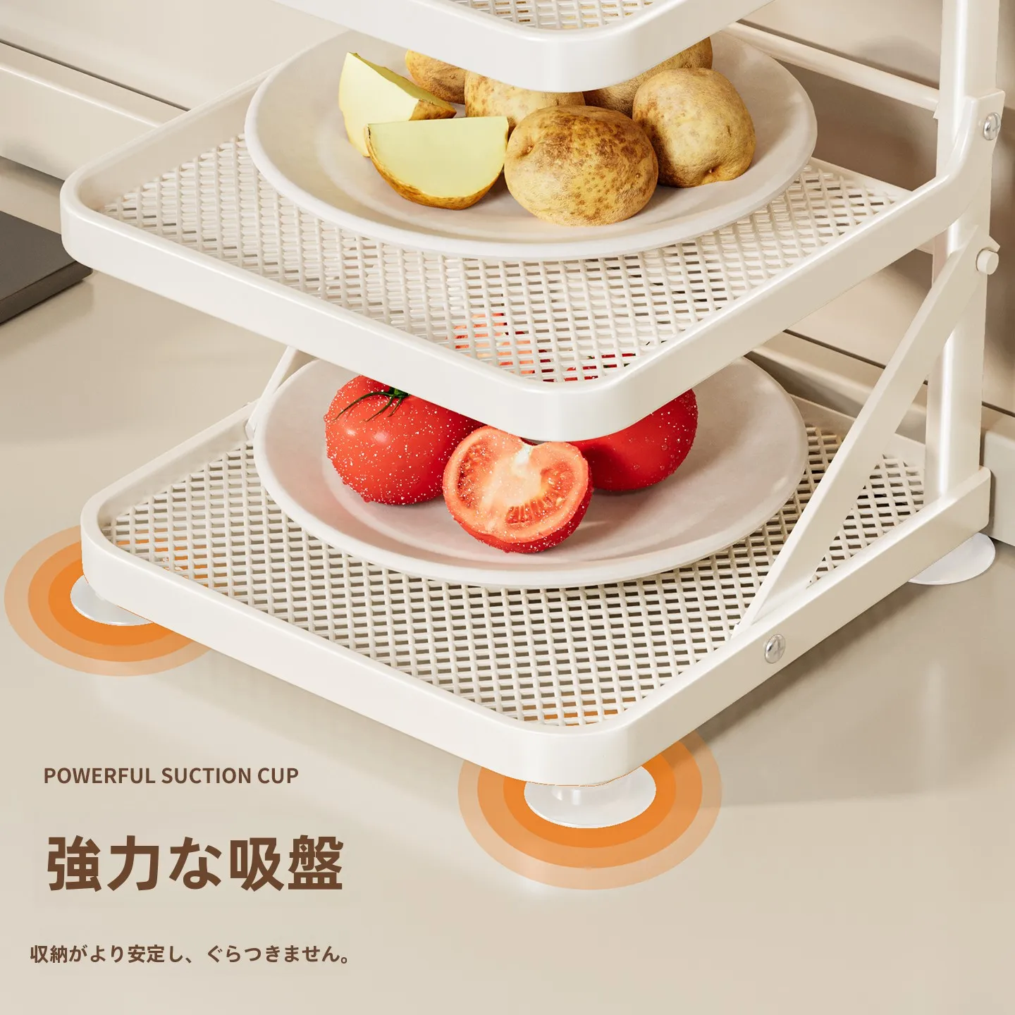 キッチン用壁掛け収納ラック：多層・折りたたみ式で簡単設置の轻奢風収納