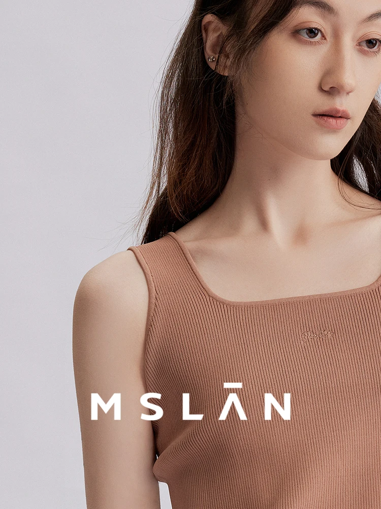 リブスクエアネックニットタンクトップ：MSLANの夏季新作ベゴニア色編みトップの実用性とシーン別活用