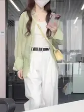 薄手のアイスシルク日焼け防止シャツ【夏用・女性・チュニックスタイル・シフォンカーディガン】