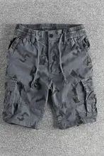 ヴィンテージ風プリントワークショートパンツ【夏用・多ポケット・ゆったりフィット】
