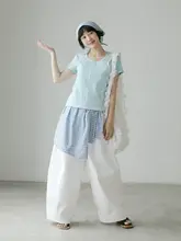 清新な文芸スタイルのブルーチェック柄バンダナ【トライアングルデザイン・オールインワン】