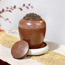 陶製茶葉缶【高級感ある密閉式・紫砂陶・おしゃれなデザイン】