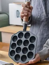 家庭用 たこ焼き器・うずらの卵焼き型【無塗装・蓋付き・丸型プレート】