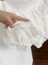 レース切り替えのケーキ型ショートパンツ【夏用・安心設計・Aライン・ホワイト】（セットアップ対応）