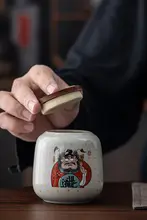 JOJO'S L. PD. 茶葉用 セラミック密閉缶【小サイズ・鐘馗デザイン】
