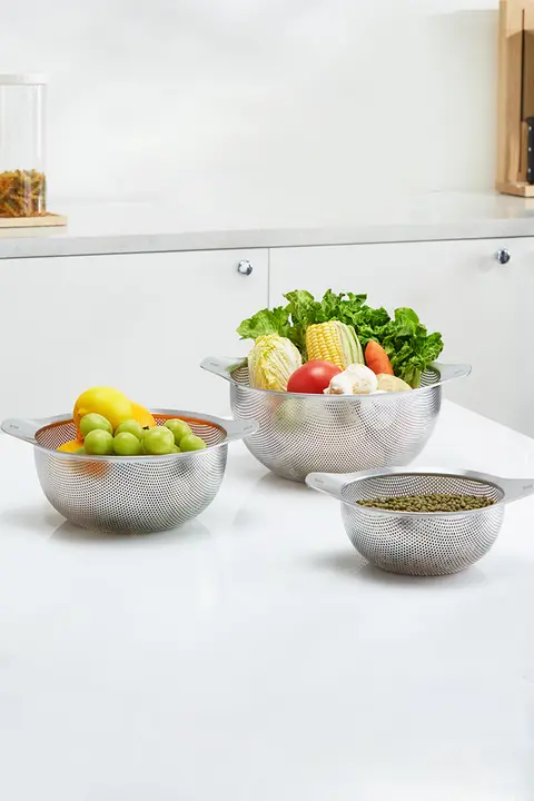 Zwilling ステンレス製 取っ手付き洗菜盆＆おろし器セット【キッチン用・ドレインバスケット・多機能】