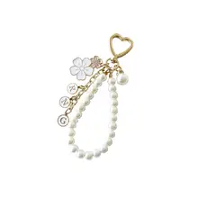 桜の花モチーフのキーホルダー【桃の花・パールチャーム・バッグ用】