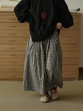 チェック柄スカートパンツ 秋季 レディース ゆったり スリムに見える フリーサイズ カジュアルパンツ