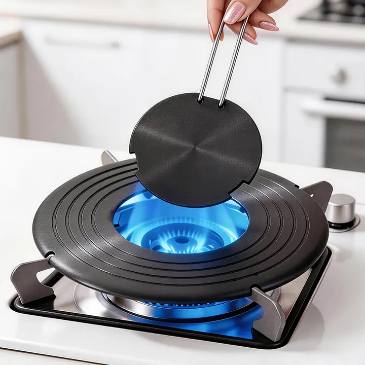 取り外し可能な導熱プレート【家庭用ガスコンロ用・焼き付き防止・黒色・鍋を守る】