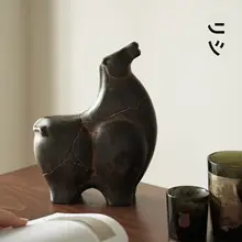 栗石製 抽象的な玉石風馬の置物【新中式・インテリア装飾用】
