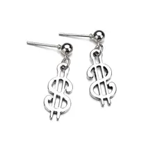 シンプルなデザイン！銀色の金元符号イヤリング【個性派・女性用】