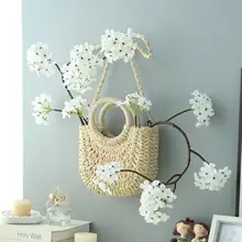壁掛け 造花 フェイクグリーン ツル付き 白花 リビング 寝室 壁飾り 目隠し インスタ映え