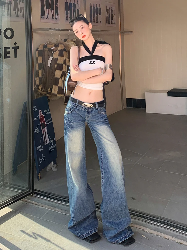 ヴィンテージ風ローライズストレートジーンズ：女性向けハイストリートスタイルのスリムフィット実用性解析