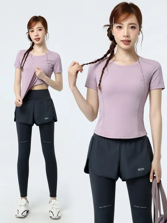後ろポケット付き レディースランニングウエア【夏用・メッシュ・通気性・ヨガ用】（セットアップ対応）