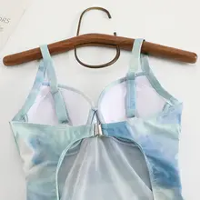 グラデーションデザインの女性用ワンピース水着【三角型・学生向け・温泉用】（セットアップ対応）