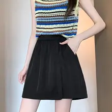 夏用レディースカジュアルスポーツスカートパンツ【高腰・Aライン・開脚スリット・ワイドレッグ・五分丈】（セットアップ対応）